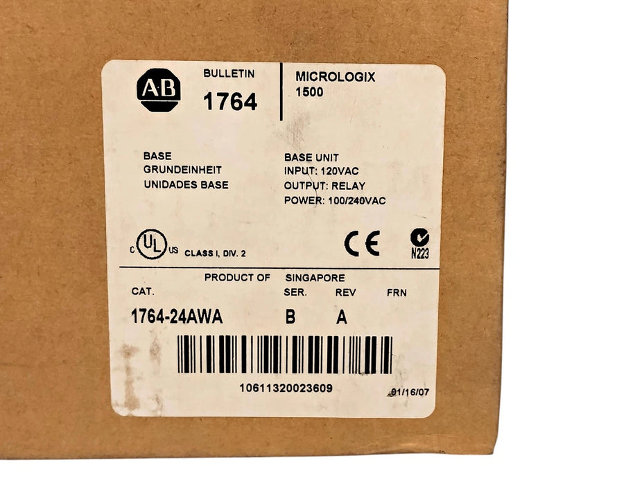 Allen-Bradley 1764-24AWA Series B 100/240 V AC PLC Processor Base Unit