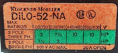 Klockner Moeller DILO-52-NA Contactor