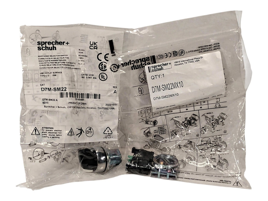 Sprecher Schuh D7M-SM22XM10 690 V AC/DC 10 A Maintained Selector Switch