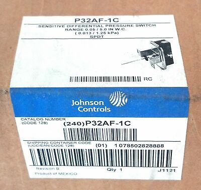 Johnson Controls P32AF-1C 120/240VAC .05-5" WC SPDT Differential Pressure Switch
