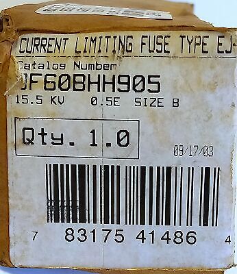 GE 9F60BHH905 0.5E Amp 25/60 Hz 15.5 kV Size B Type EJ-1 Current-Limiting Fuse