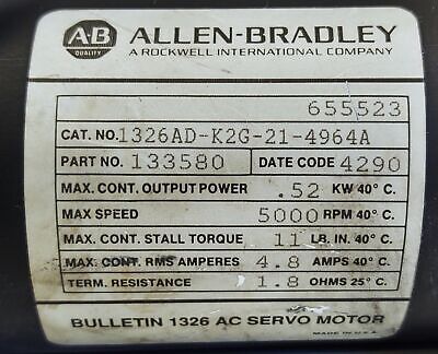Allen-Bradley 1326AD-K2G-21-4964A 133580 AC Servo Motor