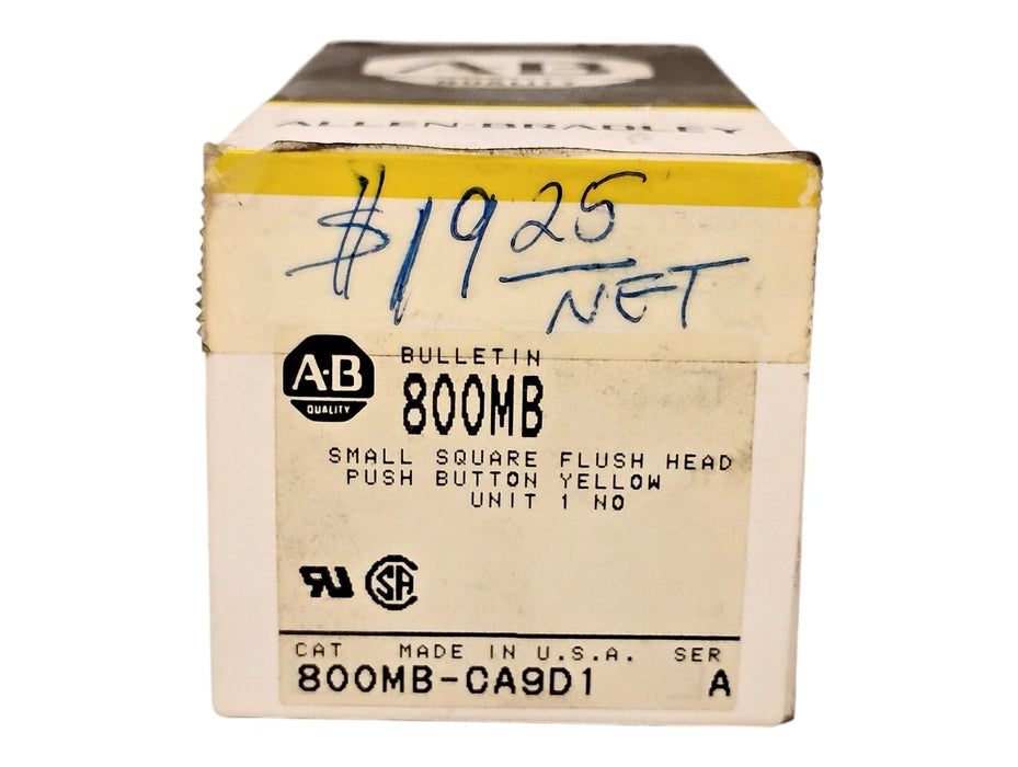 Allen-Bradley 800MB-CA9D1 10 A 2-Position Pushbutton w/ Yellow Lens
