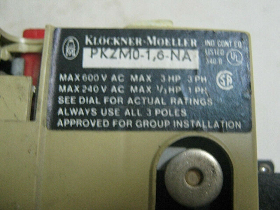 1 KLOCKNER-MOELLER PKZM0-1.6-NA MANUAL MOTOR PROTECTOR