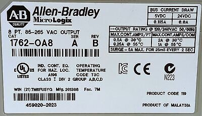 Allen-Bradley 1762-OA8 Ser A Rev B PLC Output Module