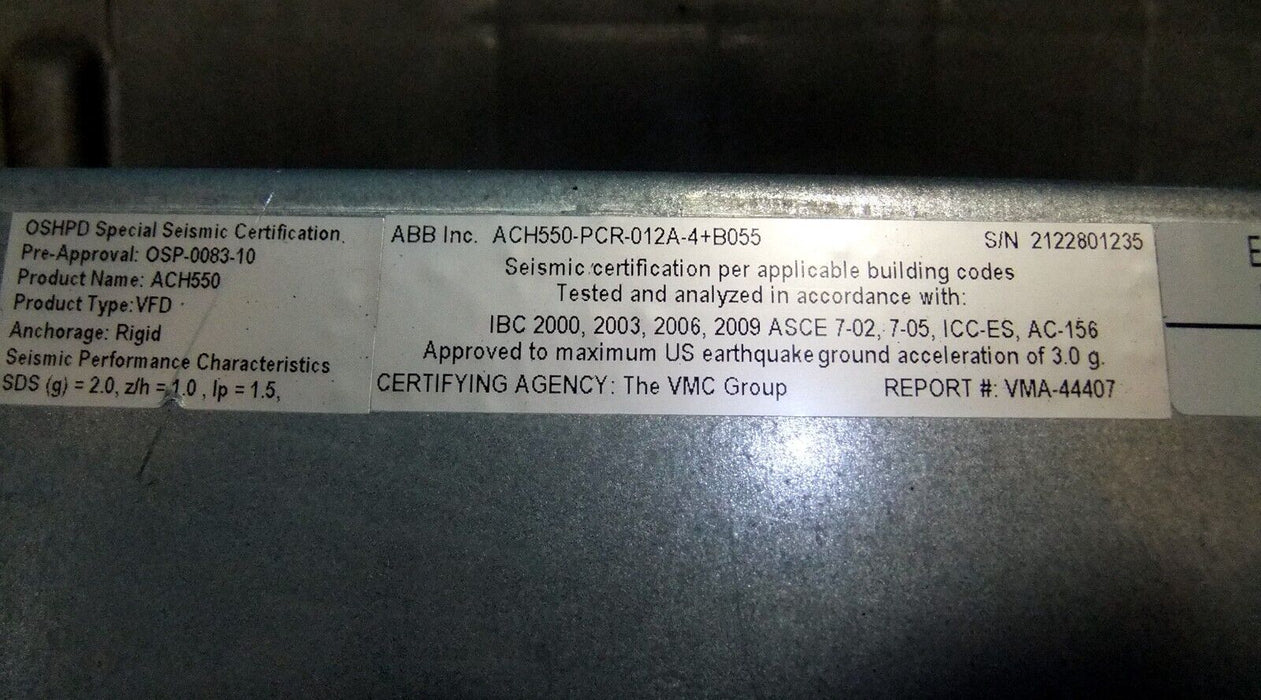ABB AC Drive ACH550-PCR-012A-4+B055 7.5 HP