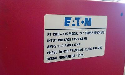 Eaton Aeroquip FT1380-115 115 V ProCrimp 1380 Hydraulic Hose Crimper w/ 9 Die