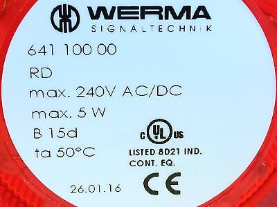 WERMA 641 100 00 12-240V Red Stacklight Lamp Holder No Lamp