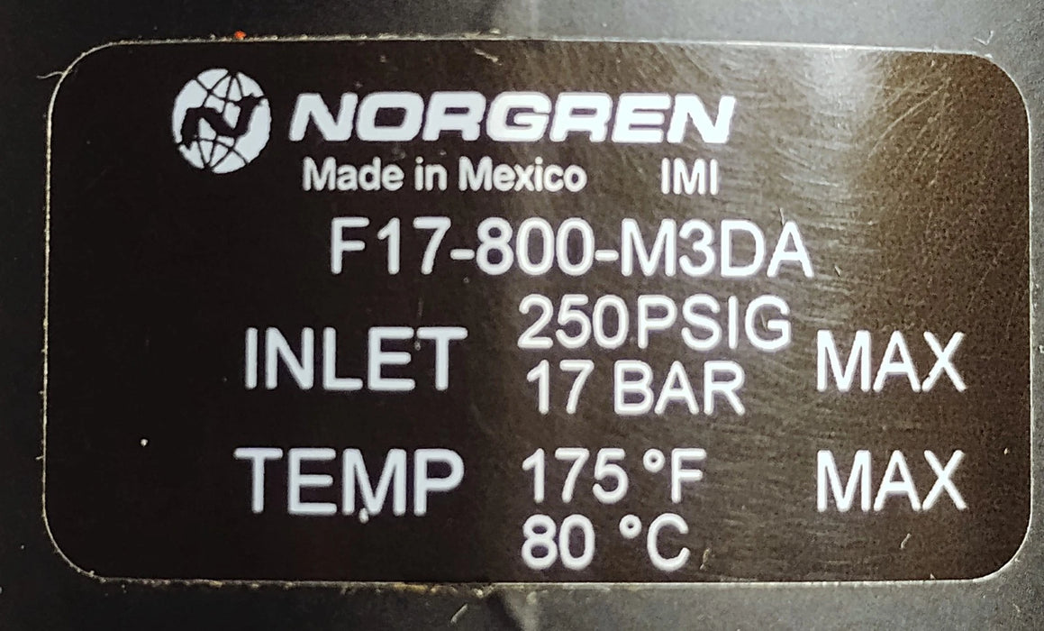 Norgren F17-800-M3DA 250 psi 40 Micron 1 in PTF Compressed Air Filter Assembly