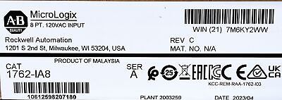 Allen-Bradley 1762-IA8 MicroLogix Ser A Rev C PLC Input Module