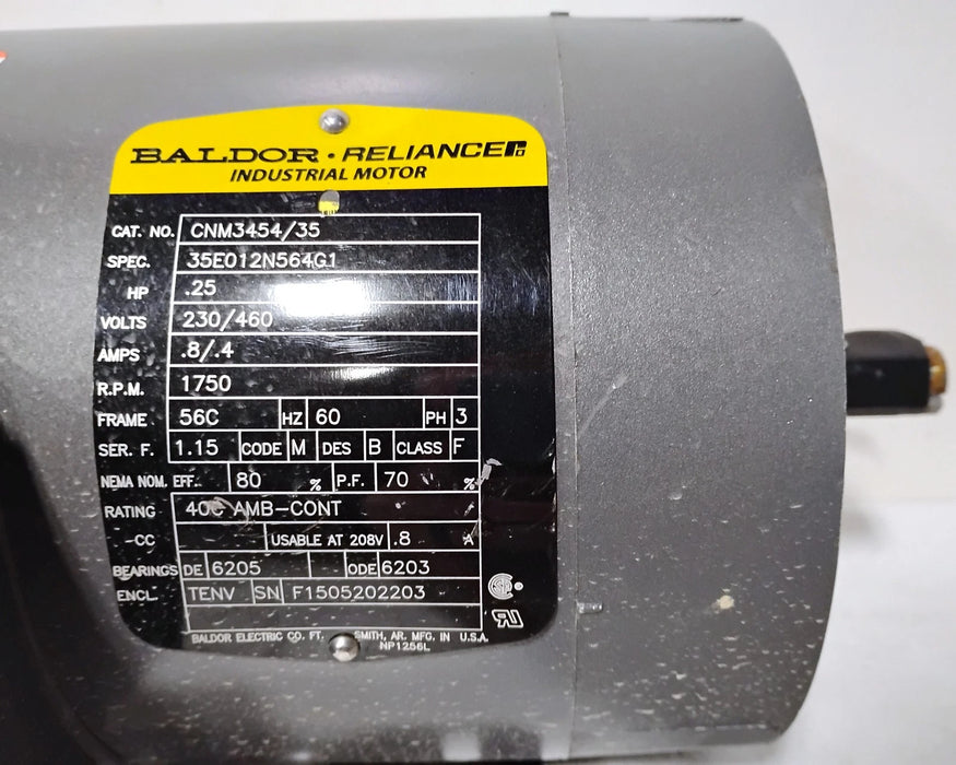 Baldor CNM3454/35 230/460 V 1750 RPM 1/4 HP 56C TENV Motor