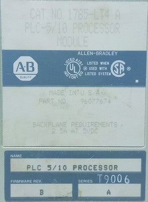 Allen-Bradley 1785-LT4 96077674 PLC-5/10 5 V 2.5 A PLC Processor Module