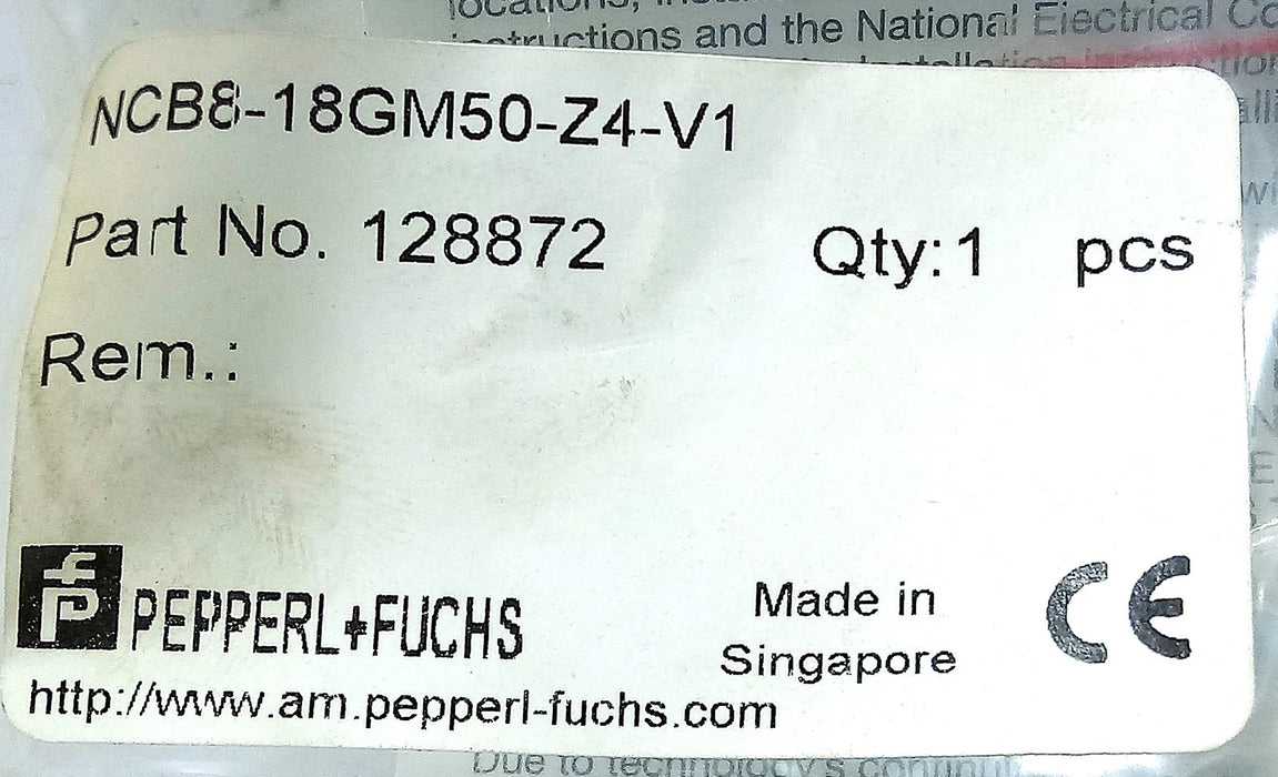 Pepperl Fuchs NCB8-18GM50-Z4-V1 128872 3.5-30 V DC Inductive Proximity Sensor