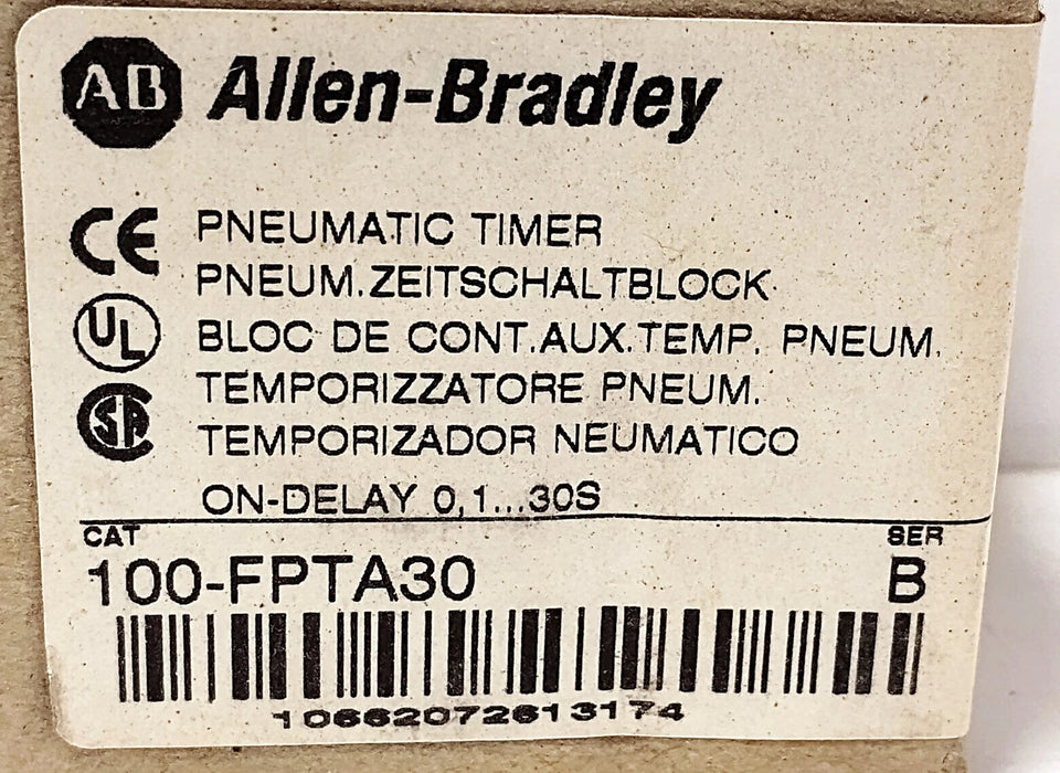 Allen-Bradley 100-FPTA30 600 V AC 10 A 0.3-30s Delay-On Pneumatic Timing Relay