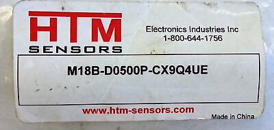 HTM Electronics M18B-D0500P-CX9Q4UE 10-30 VDC Photoelectric Proximity Sensor
