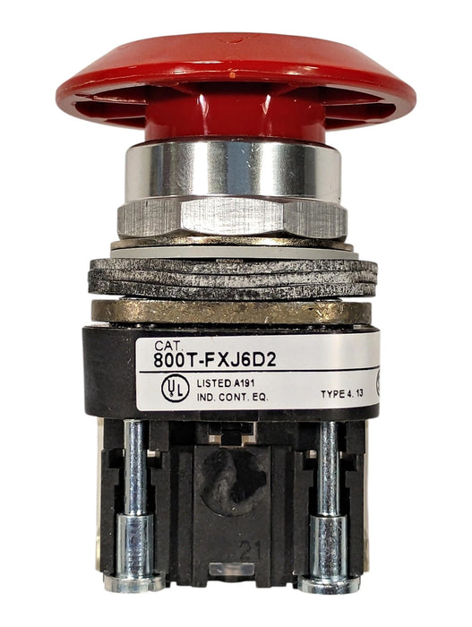 Allen-Bradley 800T-FXJ6D2 Series T 600 V AC/DC 10 A Jumbo Red Push/Pull Button