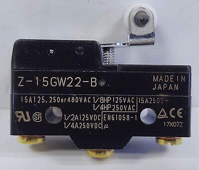 Omron Z-15GW22 250V 15A Limit Switch with Hinged Roller Lever