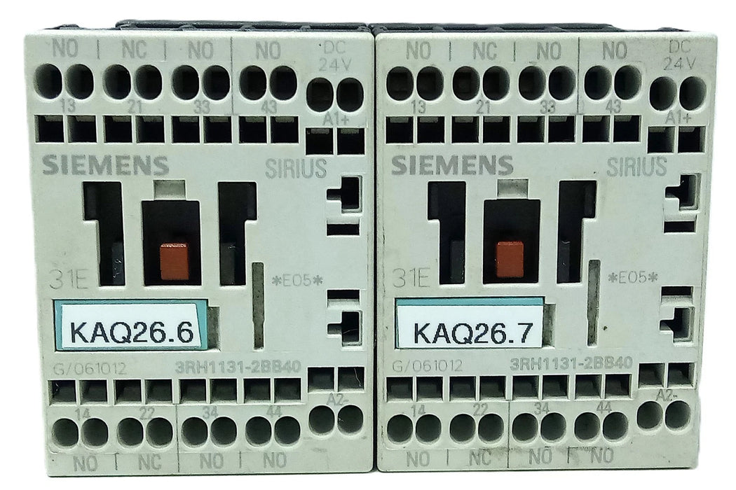Siemens 3RH1131-2BB40 600 V 10 A Control Relay w/ 24 V DC Coil
