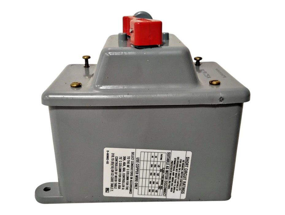 Hubbell HBL13R23 600 V 30 A 3 P 20 HP Manual Motor Disconnect Switch