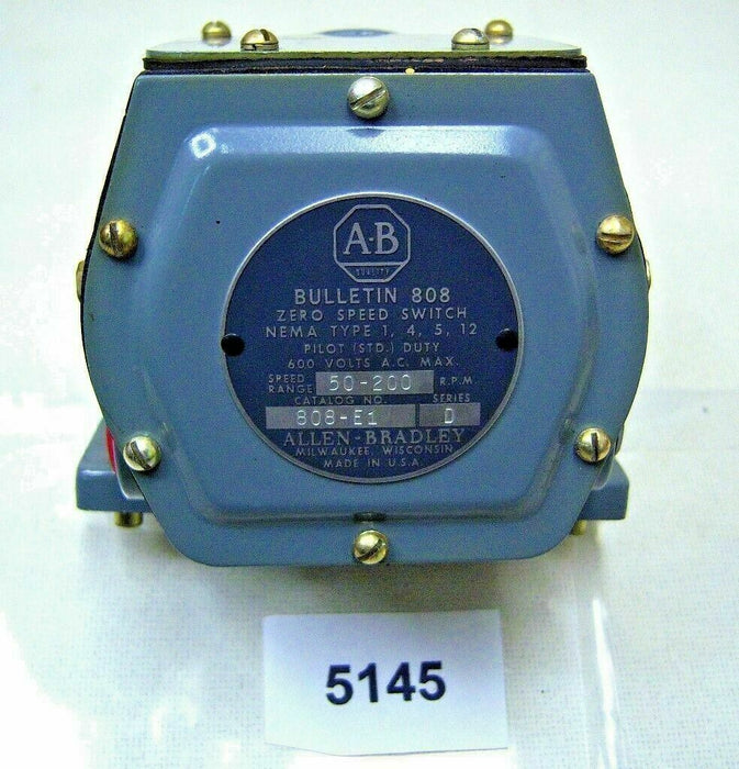Allen-Bradley Zero Speed Switch 808-E1 50-200 RPM 600V