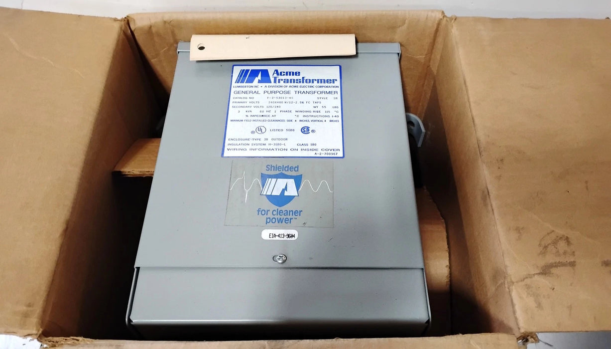 Acme T-2-53013-4S 240/480 120/240 V 3 kVA 1 PH Dry Type Distribution Transformer