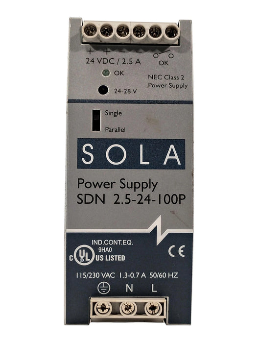 Sola SDN 2.5-24-100P Power Supply w/ 115/230 VAC Input and 24 VDC 2.5 A Ouput