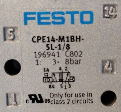 Festo CPE14-M1BH-5L-1/8 24 V DC 3-8 Bar 1/8" 5/2 Solenoid Valve