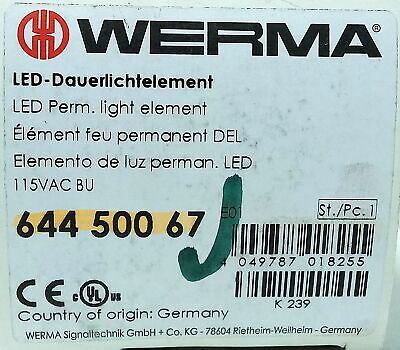 WERMA 644.500.67 115 V AC Blue Steady Beacon Light Lens w/ LED Bulb