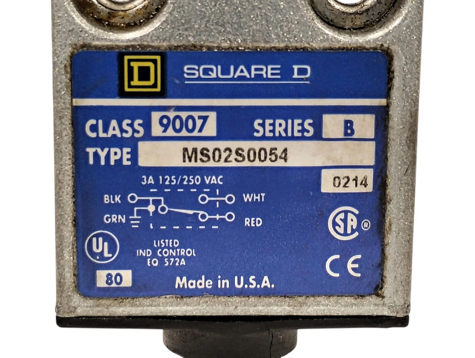 Square D 9007MS02S0054 240VAC/28VDC 10 A Roller Plunger Limit Switch