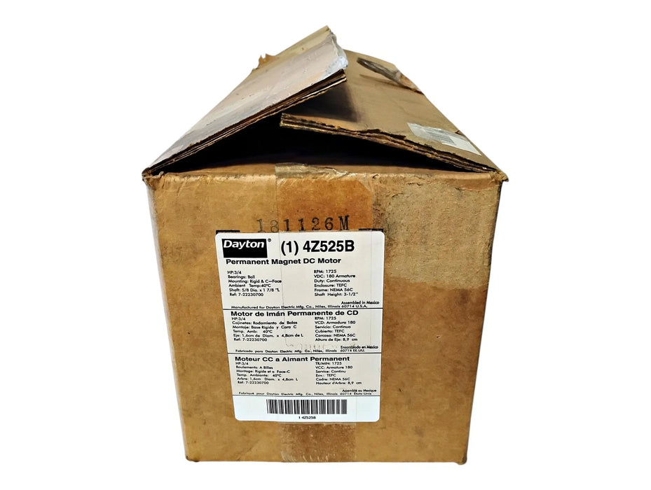 Dayton 4Z525B 180 V DC 3/4 HP 1725 RPM Permanent Magnet DC Motor