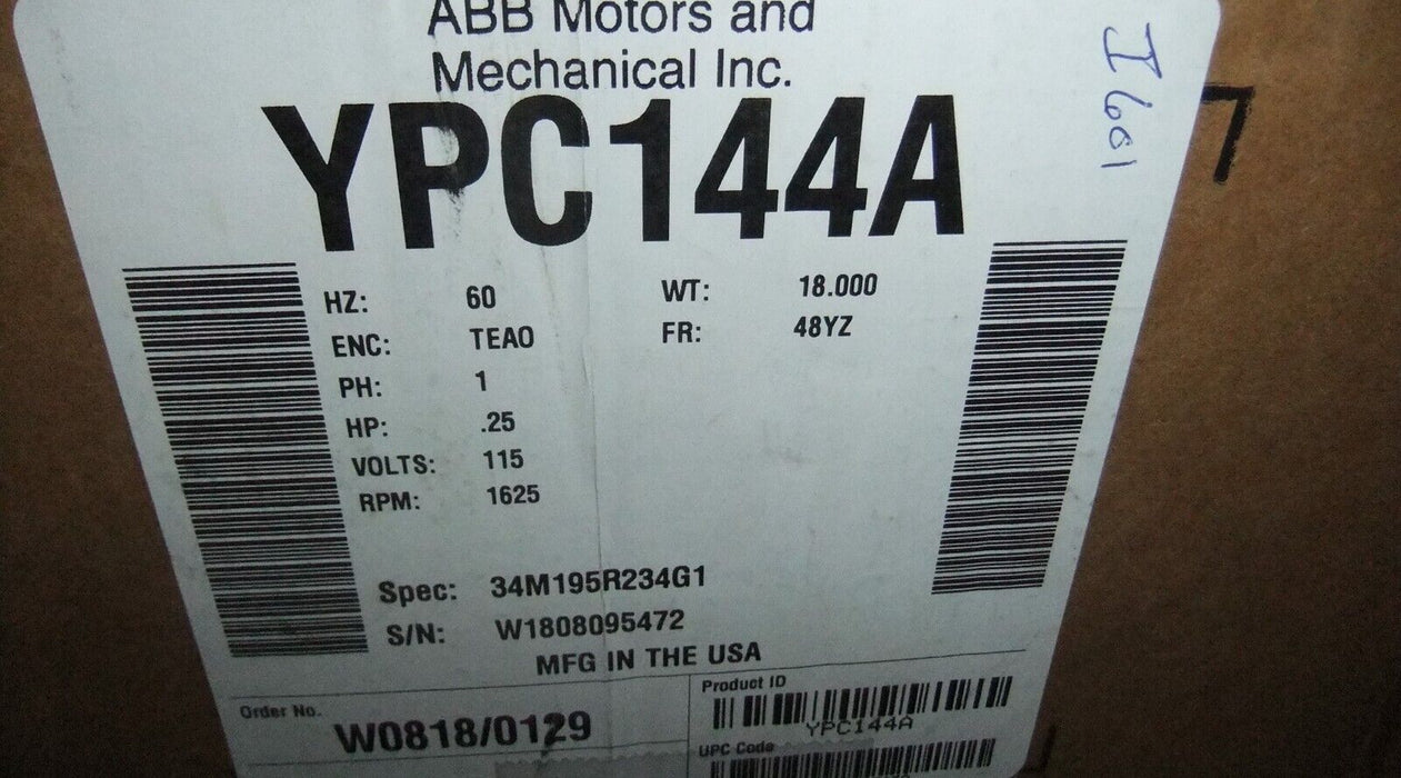 Baldor Fan Motor YPC144A .25 HP