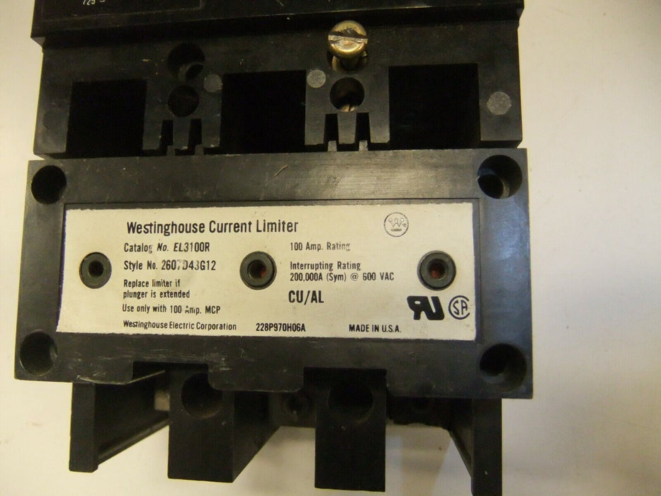 Westinghouse MCP331000CR Circuit Breaker W/ EL3100R Limiter