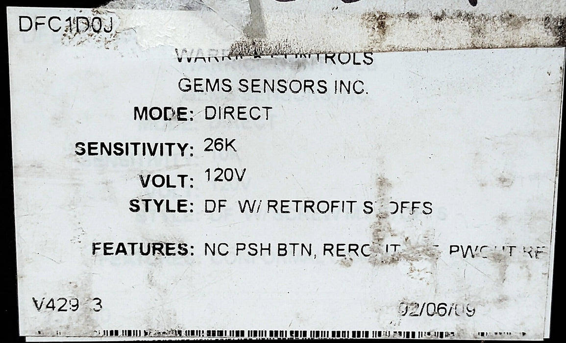 Warrick Controls DFC1D0J 7801502 Rev G 120 V 26 K Ohms Printed Circuit Board