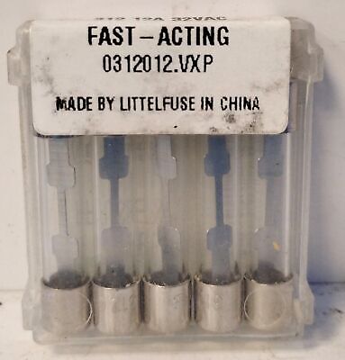 Littelfuse 312012P 32 V AC 12 A Fast Acting Glass Fuse - Lot of 10
