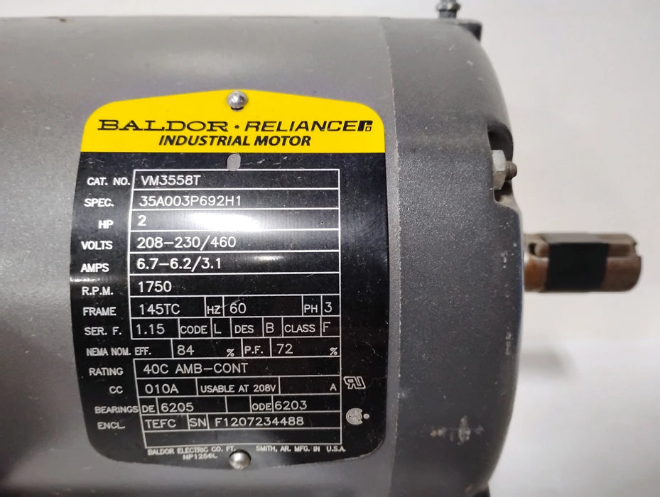 Baldor VM3558T 230/460 V 2 HP 1750 RPM Double Shafted Motor