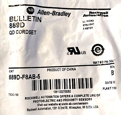 Allen-Bradley 889D-F8AB-5 5 M PLC Cable with One 8 Pin Connector