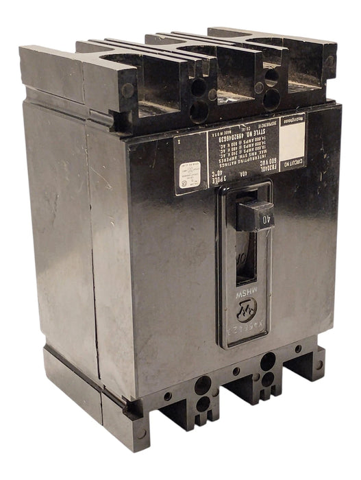 Westinghouse FB3040L 600 V AC 40 A 3-Pole 3-Phase Circuit Breaker