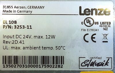 Lenze EL 108 3253-11 Rev 2D.41 24 V Touch Panel Operator Interface w/ Windows CE