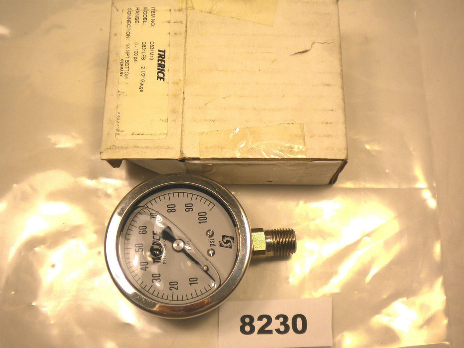 Trerice Pressure Gauge D831LFB 01-100 Psi Glycerin 2 1/2"