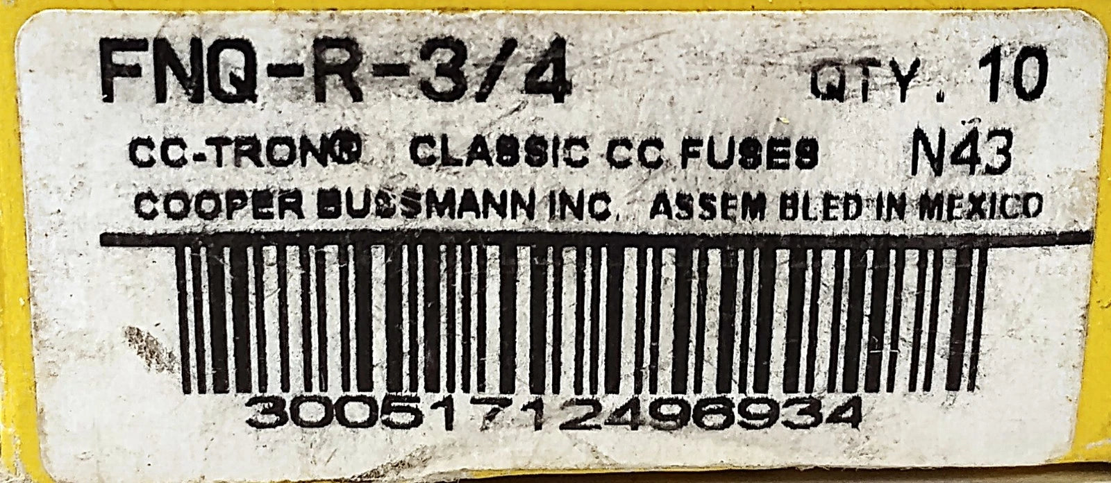 Bussmann FNQ-R-3/4 600 V AC 0.75 A Current-Limiting Time Delay Fuses