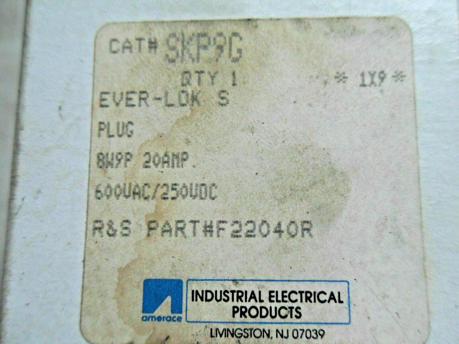 Amerace Russell Stoll SKP9G Ever-Lok 20A 600VAC Plug