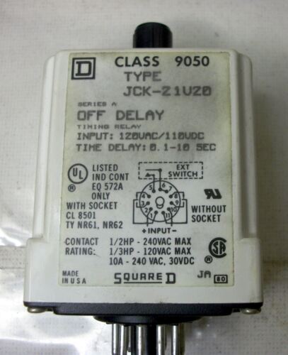 Square D Timing Relay 240VAC 10A 9050-JCK2