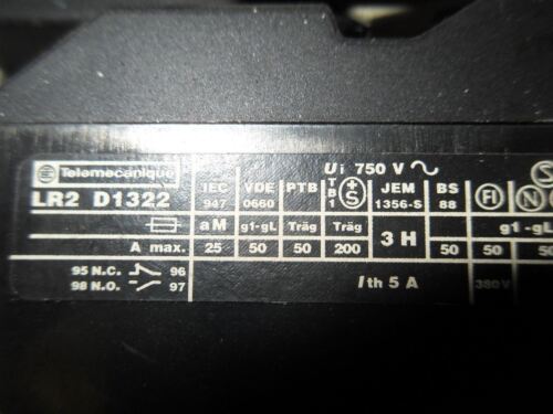 1 TELEMECANIQUE LC1 D25 10 CONTACTOR W/ LR2-D1322 & LA1-DN20
