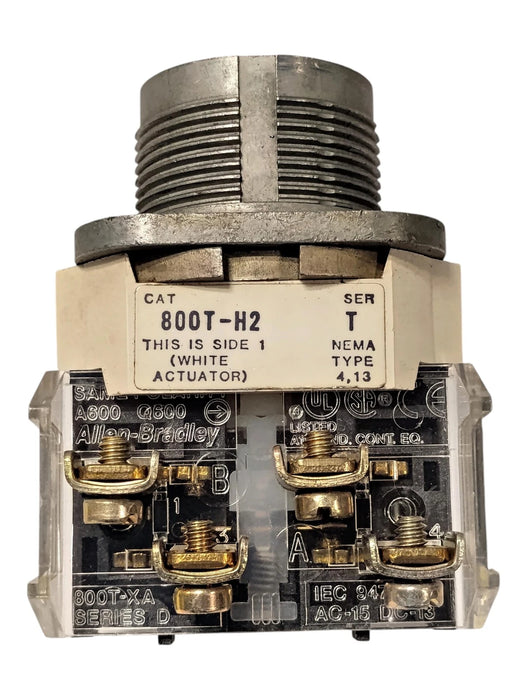 Allen-Bradley 800T-H2B Ser T 600 V AC/DC 2-Position Maintained Selector Switch