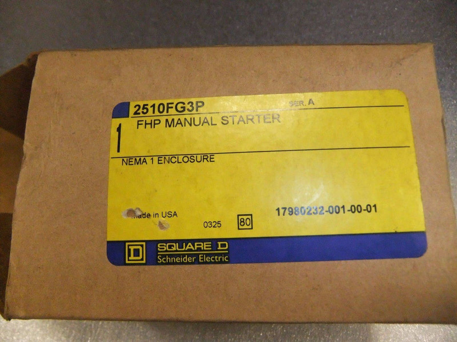 Square D 2510FG3P Manual Starter 277 VAC Red Light 1P
