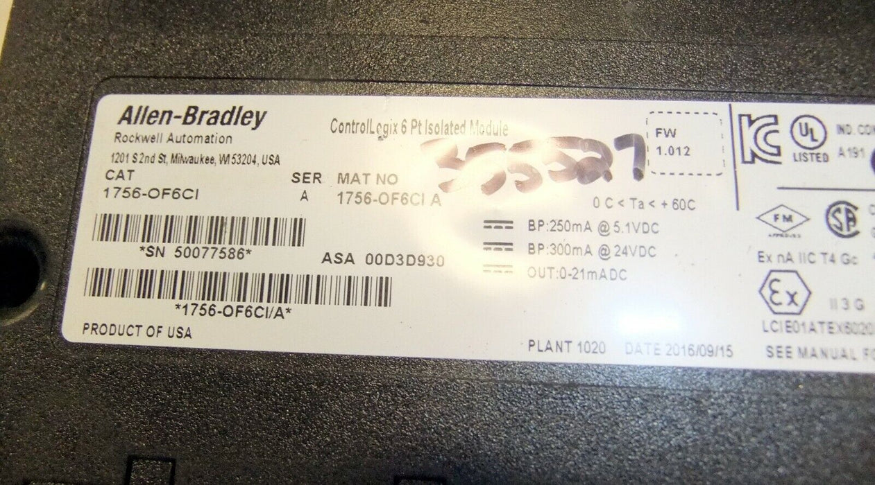 Allen-Bradley Control Logix Isolated Analog Output Module 1756-OF6C1