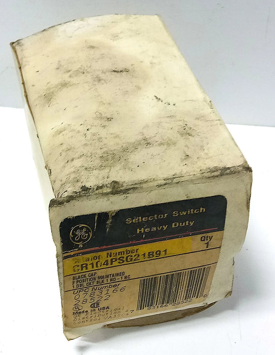 GE CR104PSG21B91 Black Maintained 2 Position Selector Switch w/ 1 NO and 1 NC