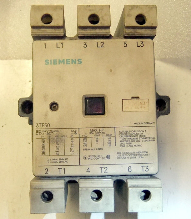 Siemens Contactor 3TF50 110V