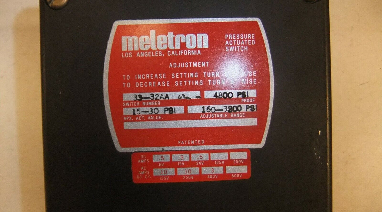Meletron 33-32AA Pressure Actuated Switch