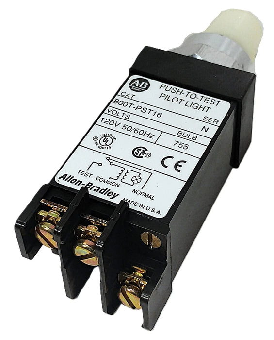 Allen-Bradley 800T-PST16W Ser N 120 V AC Incandescent Push-To-Test Pilot Light